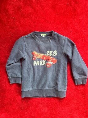 Kids Black 'SK8 Park' Sweatshirt with Red Skateboard Graphic